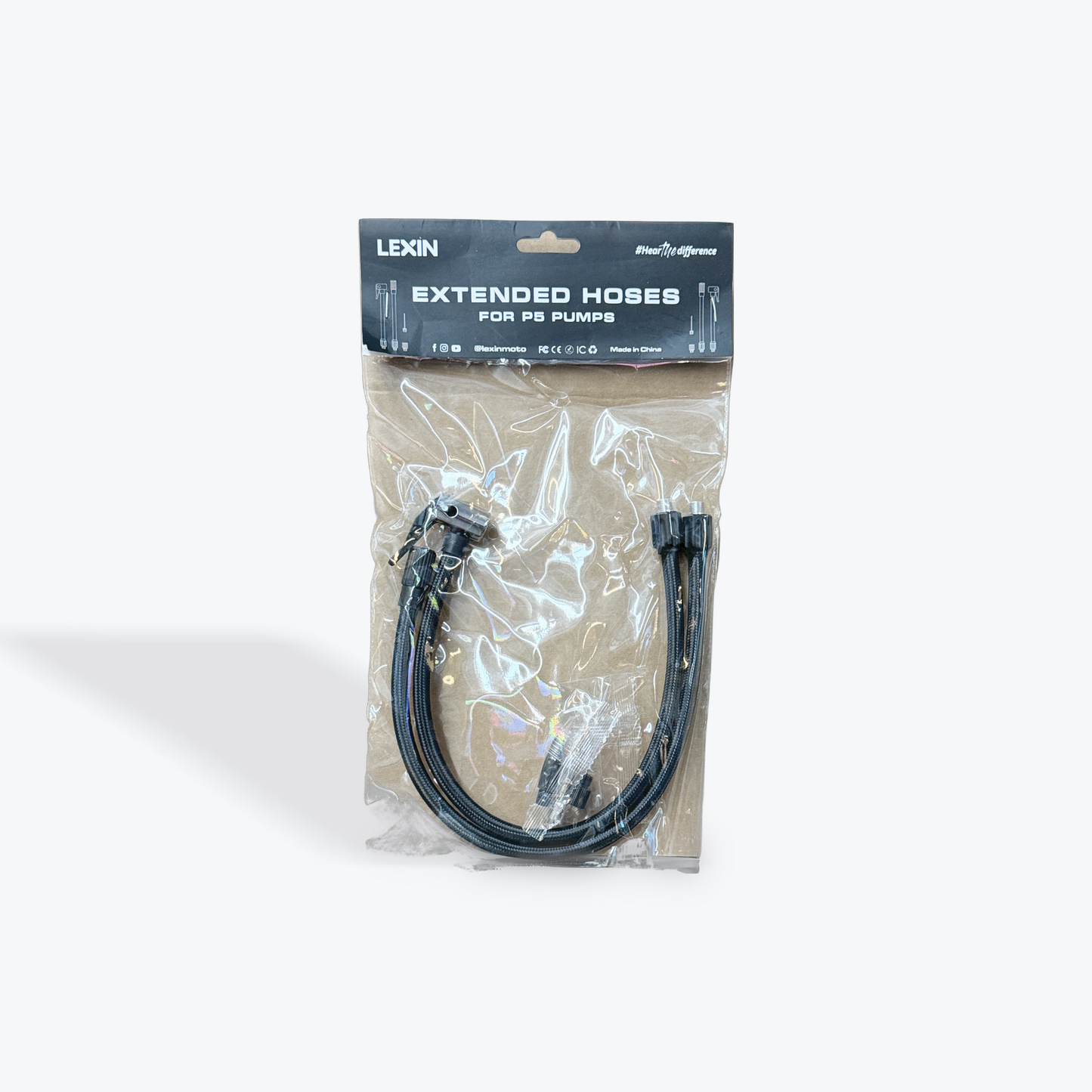 LEXIN P5/P2 Tire Pump EXTENDED 3X LENGTH HOSES (Two Styles+Adapters)